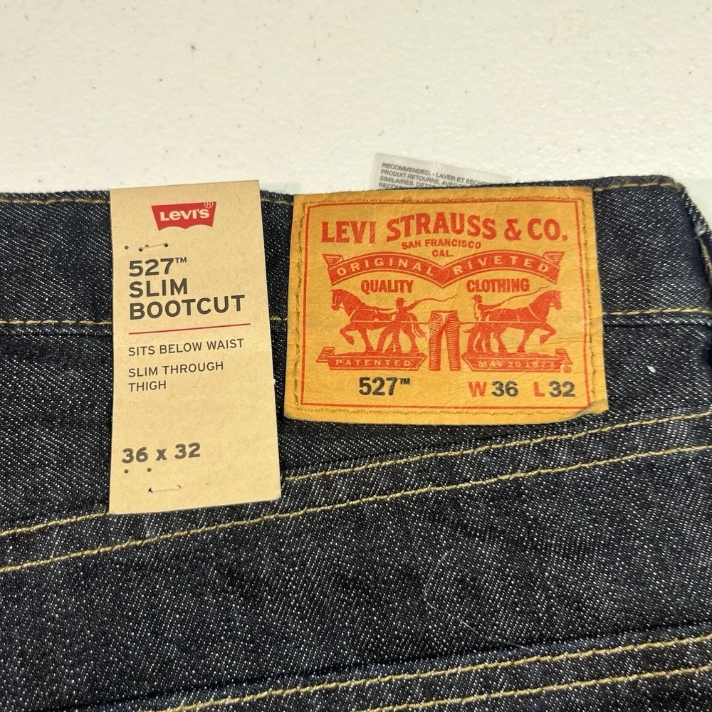 Levi's 527 Slim Boot Cut Jeans Mens 36x32 Blue Denim Dark Wash Western Cowboy